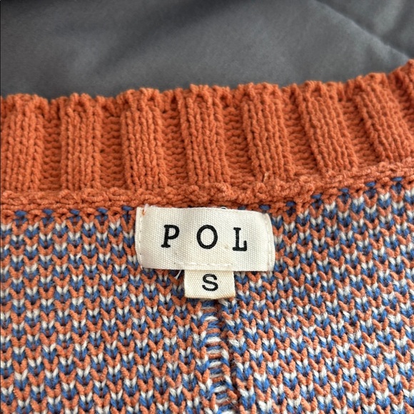 POL Orange Sweater Blue & White Peace Symbols S NEW Peaceful Vibes 3 Bird Nest - Picture 2 of 13